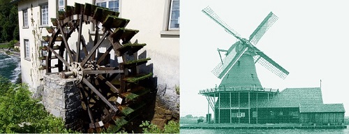 Watermill and windmill